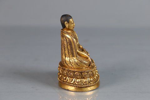 藏传佛教、铜鎏金上师造像